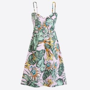 J Crew Factory Tropical Poplin Cami Sun Dress Pink Green Floral Size XL